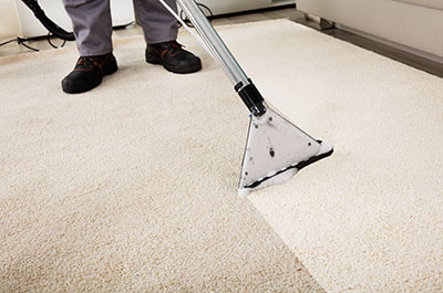 partially completed carpet cleaning showing results