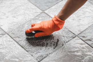 tile cleaning with brush