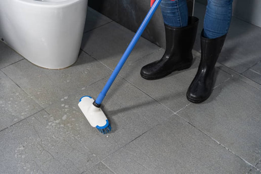 tile grout cleaning using brush