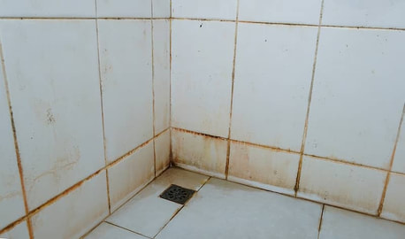 uncleaned tile and grout